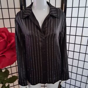 Anthropologie Black Studded Button Down Shirt